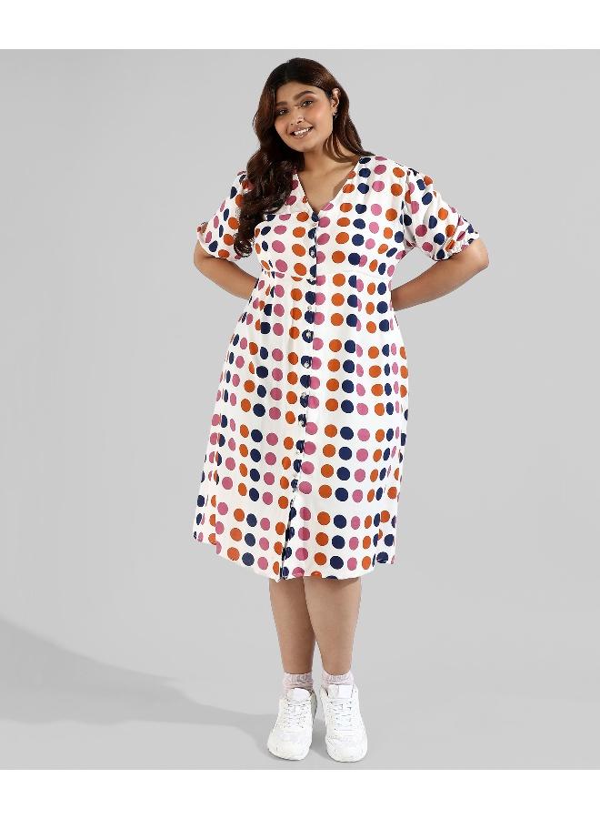 Instafab Plus Women Polka Dot's Design, Button Stylish Casual Dresses - Image 2
