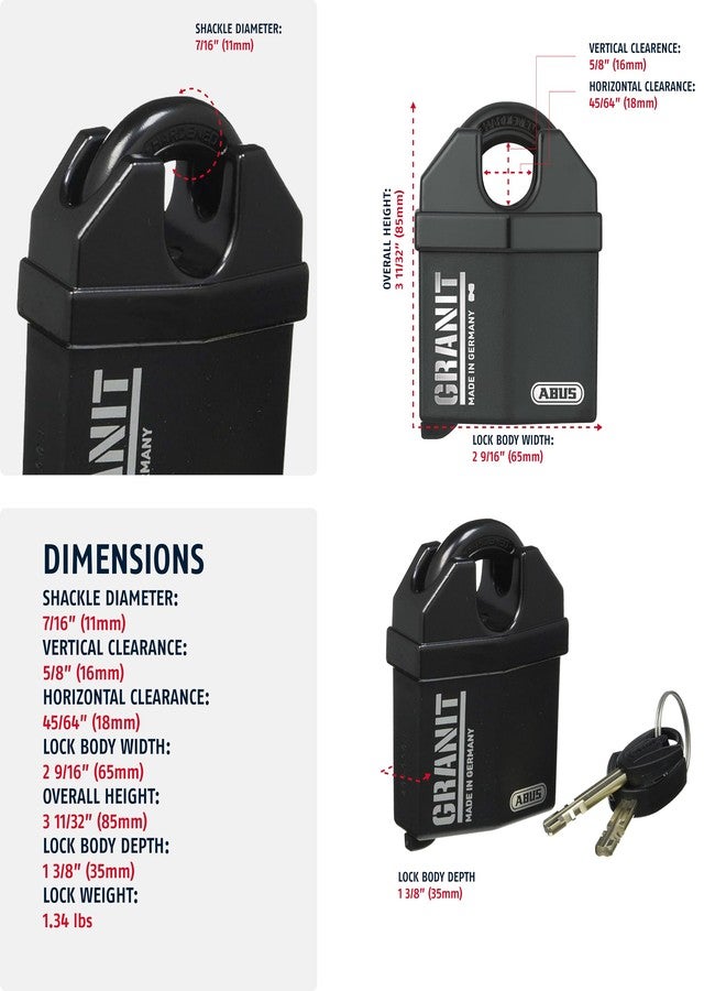 أباس قفل ABUS 37/60 KA من سبائك الجرانيت الفولاذية بمفتاح متشابه، الرمز 5544653 - Image 2