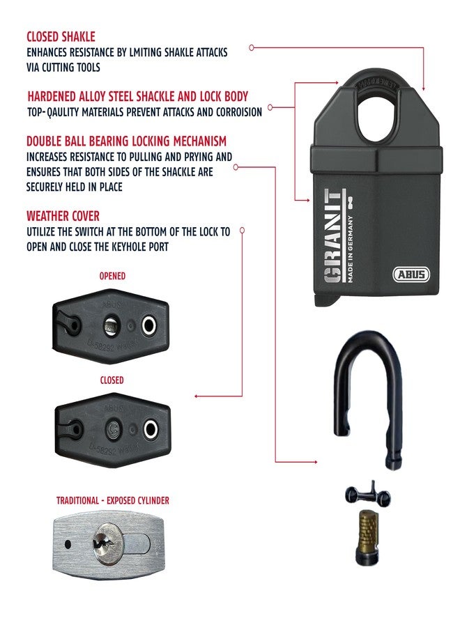 أباس قفل ABUS 37/60 KA من سبائك الجرانيت الفولاذية بمفتاح متشابه، الرمز 5544653 - Image 3