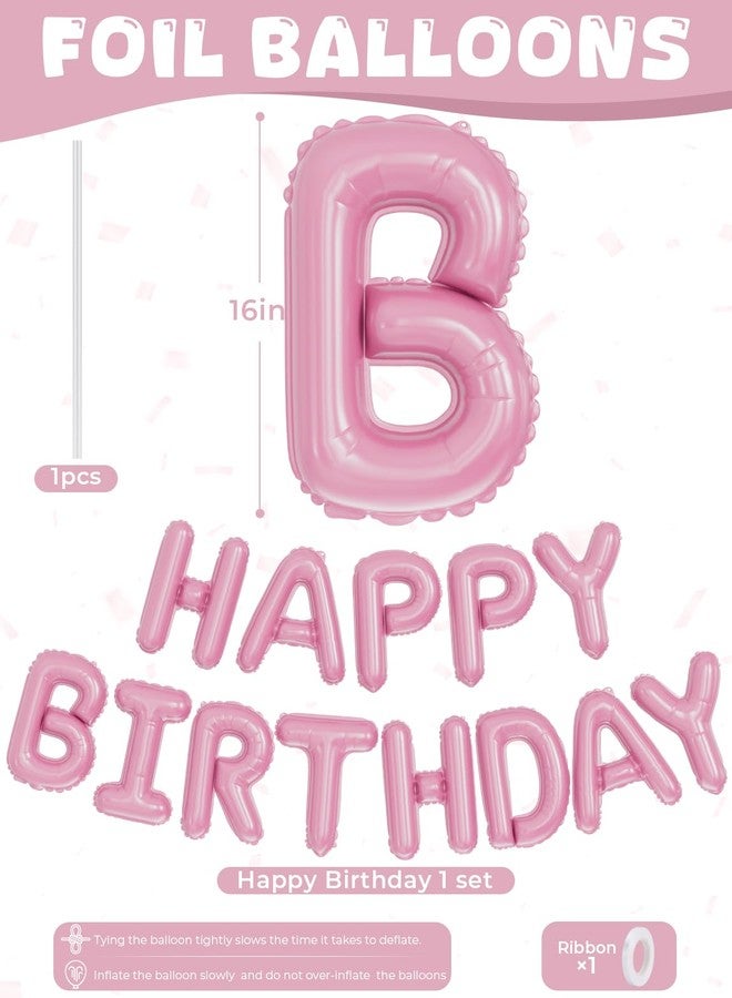 Haolongfa Pink Happy Birthday Balloon Banner, 16 Inch Light Pink Happy Birthday Foil Letter Balloons, Sweet HBD Decorations for Baby Girl, First Birthday, Toddler, Baby Shower, Photo Backdrop - Image 4