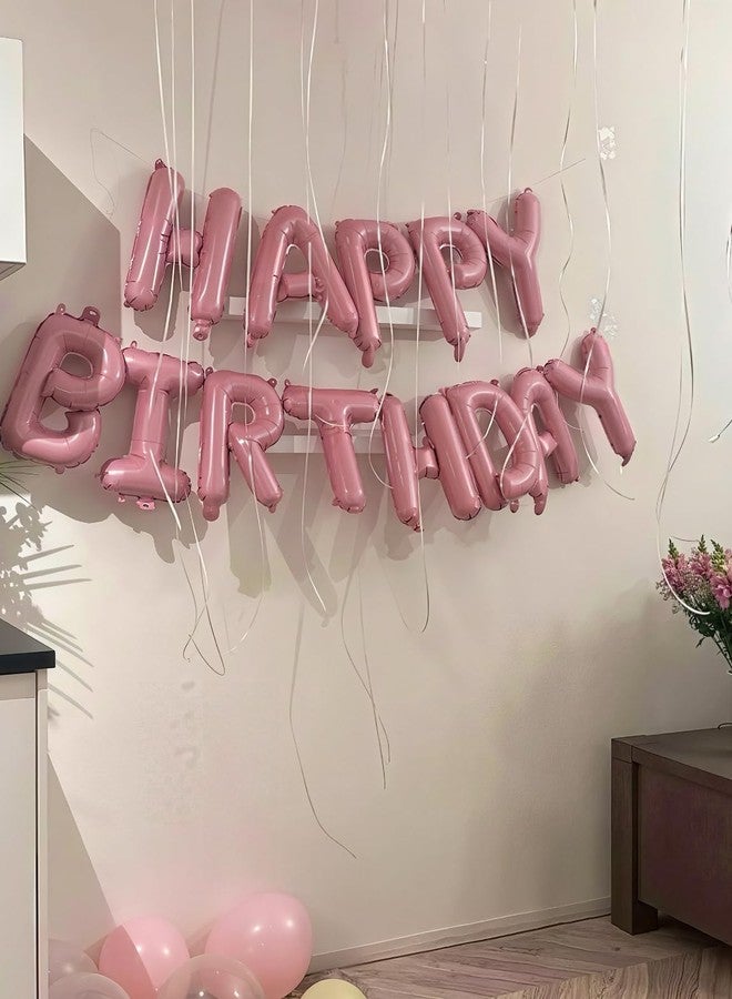 Haolongfa Pink Happy Birthday Balloon Banner, 16 Inch Light Pink Happy Birthday Foil Letter Balloons, Sweet HBD Decorations for Baby Girl, First Birthday, Toddler, Baby Shower, Photo Backdrop - Image 5