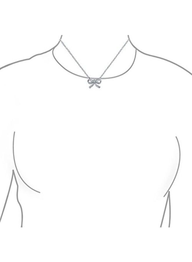 NIBEMINENT 925 Sterling Silver Pave Ribbon Bow Pendant Necklace With Cubic Zirconia - Image 2