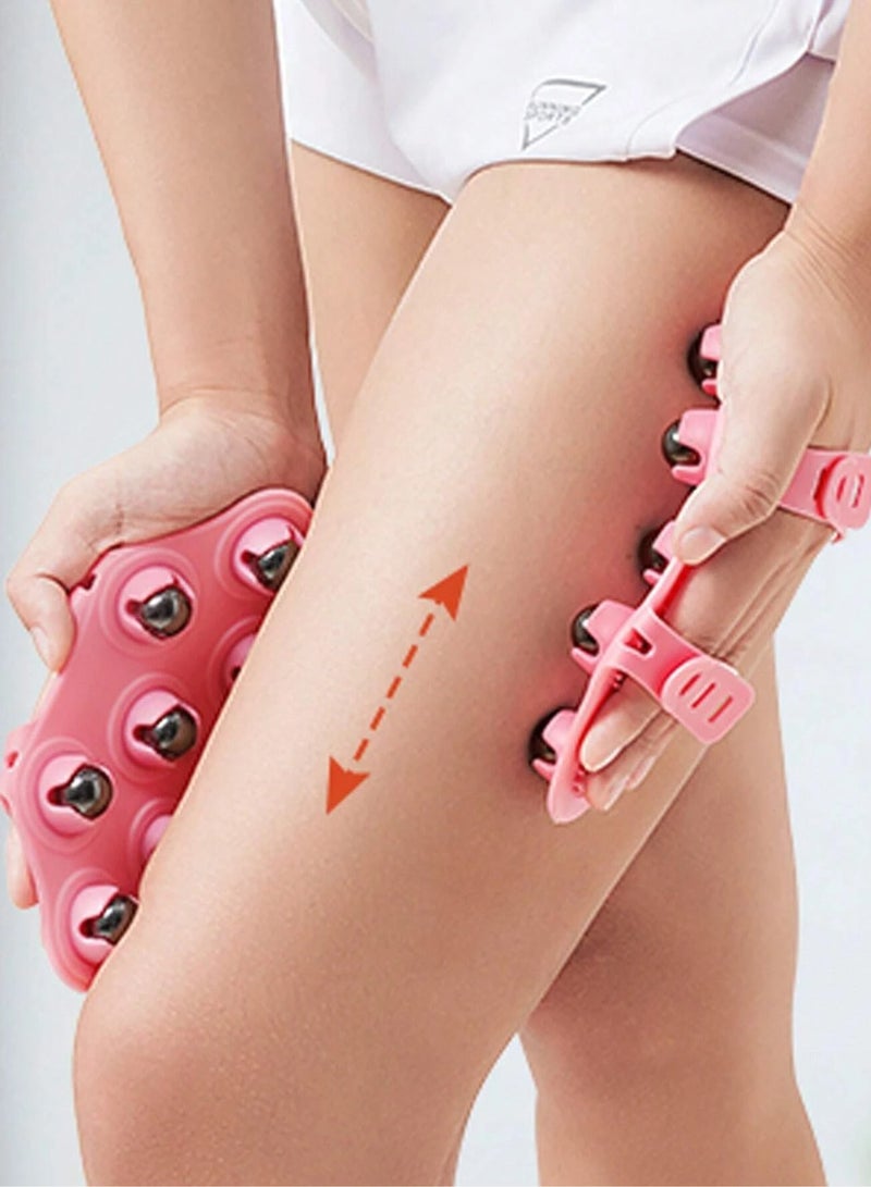 إسكدنيا جهاز تدليك يدوي على شكل راحة اليد مكون من قطعتين مع 7 كرات دوارة تدور 360 درجة، جهاز تدليك يدوي للأنسجة العميقة لتدليك الجسم بالكامل (وردي) - Image 5