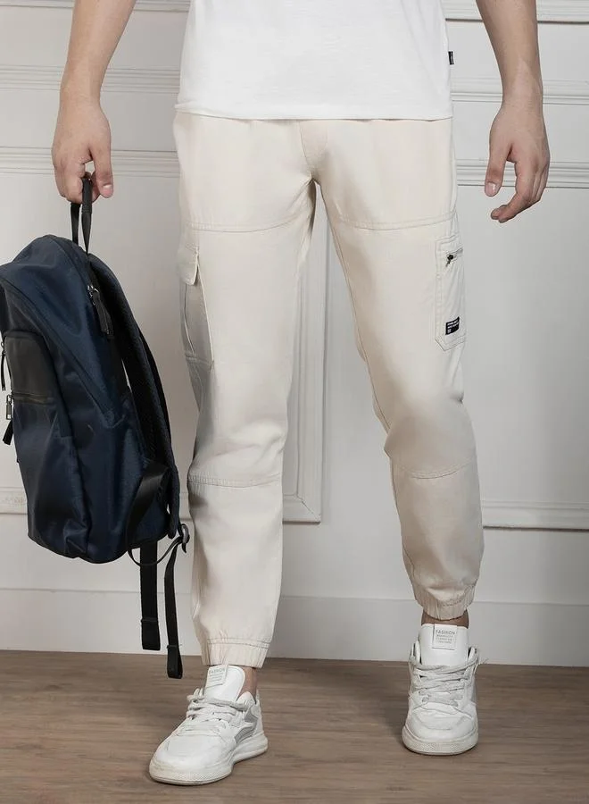 Dennis Lingo Men’s Relaxed Fit Cream Cargo Trousers – Stylish and Practical