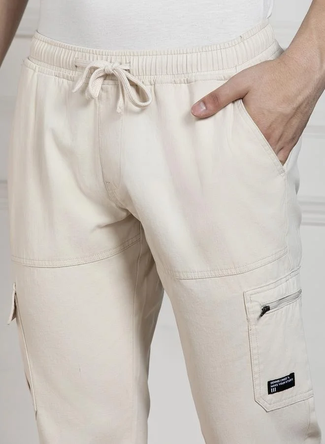 Dennis Lingo Men’s Relaxed Fit Cream Cargo Trousers – Stylish and Practical