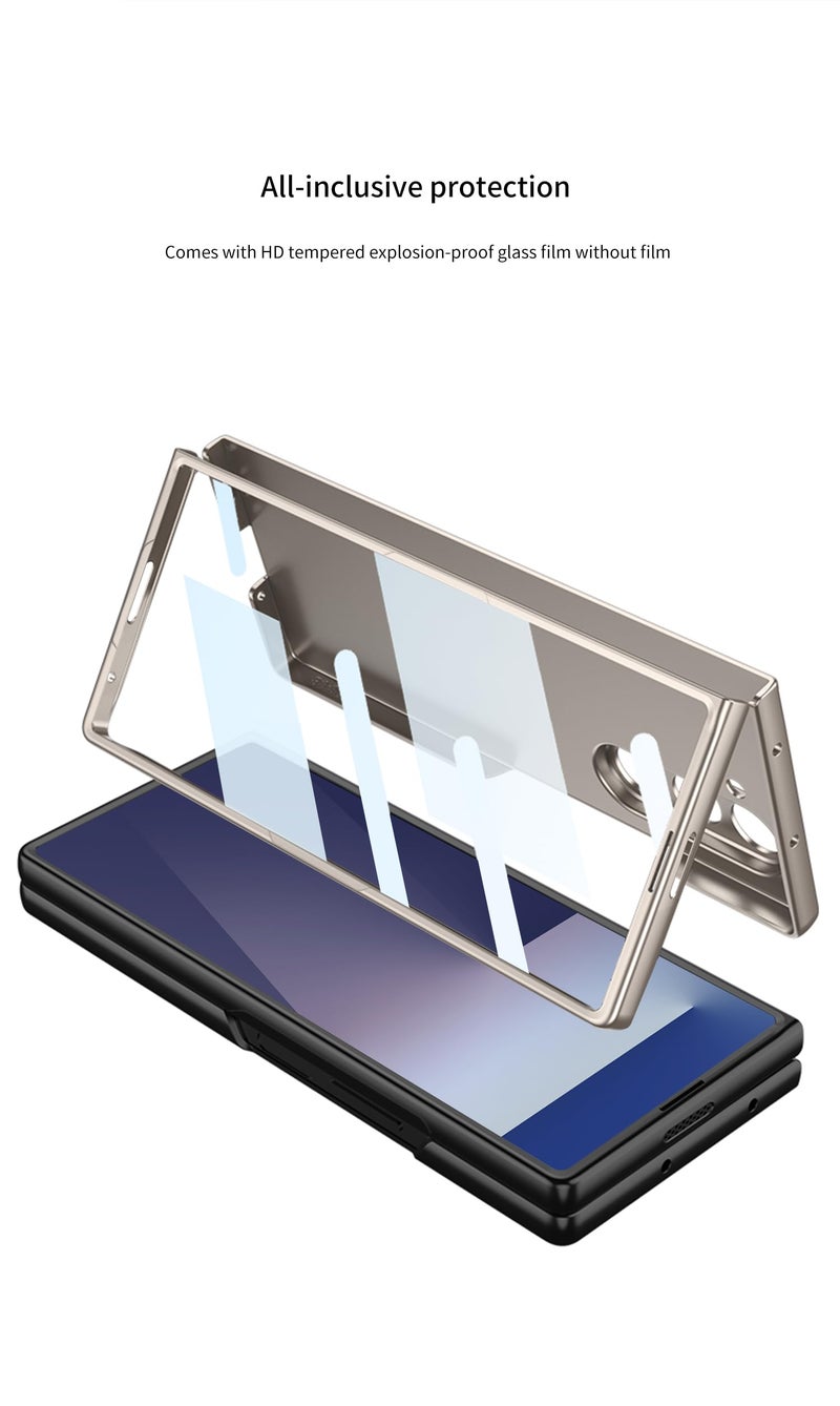Midkart Matte Case Compatible with Samsung Galaxy Z Fold 7 (Release 2025) with Front Glass Cover Hard PC Thin Independent Camera Protection, Royal Beige - Image 3