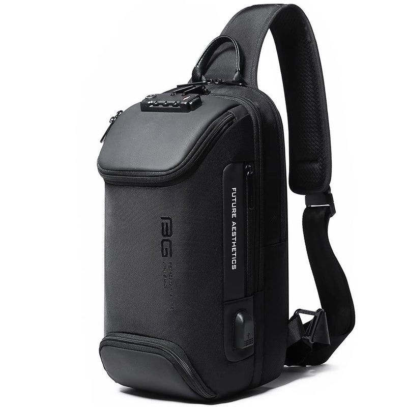 BANGE Anti theft Sling Backpack with Lock, Men's Sling Bag for Men, Shoulder Crossbody Backpack with USB Charging Port for Men and Women - Image 1