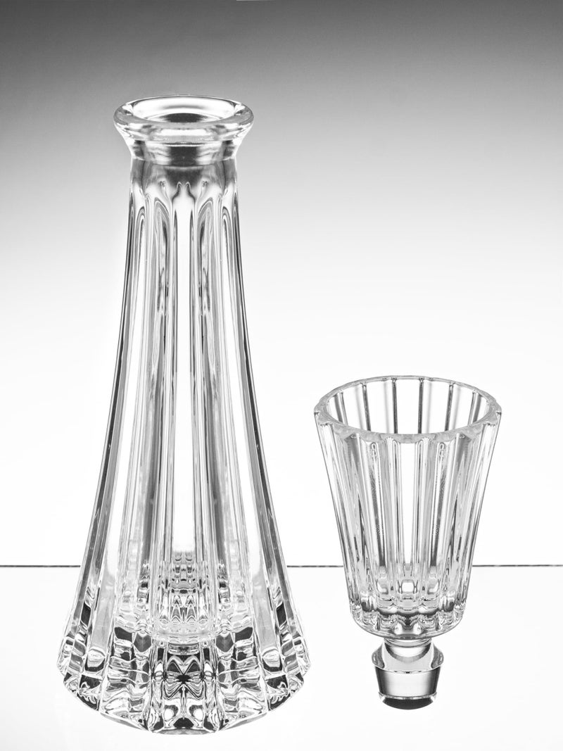 Barski Crystal - Glass -Mouthwash Decanter with 1.75 oz Cup Stopper - (can use the stopper as a Tumbler) 8.6" Height - 3 Oz. Decanter - Vertical Lines Design - Made in Europe - Image 3
