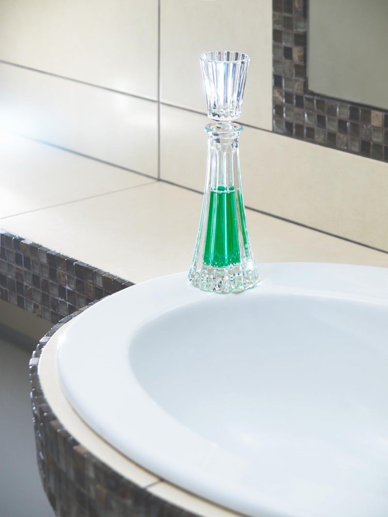 Barski Crystal - Glass -Mouthwash Decanter with 1.75 oz Cup Stopper - (can use the stopper as a Tumbler) 8.6" Height - 3 Oz. Decanter - Vertical Lines Design - Made in Europe - Image 2