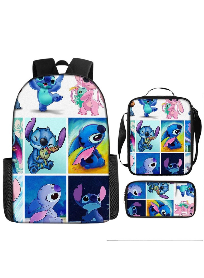 general 3-Piece Cartoon Stitch 3D Print Backpack Set - Image 1
