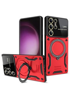 Zaboon For Samsung Galaxy S25 Ultra 5G Large Window MagSafe Holder Phone Case(Red) 