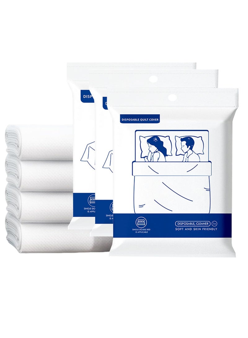 Travel Disposable Bed Sheet 4Pcs Set, Portable Disposable Sheet and Quilt Cover(220x240cm), 2 Pcs Pillowcase(50x85cm), Suitable for Travel Hotel Business Travel  - Image 1