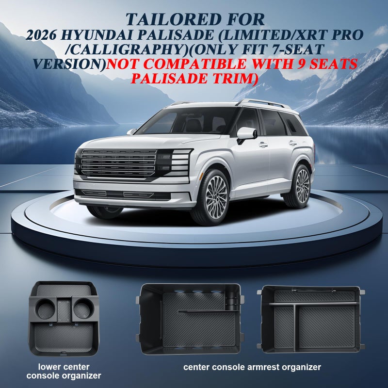 BIBIBO 3Packs for 2026 Hyundai Palisade Center Console Organizer 2026 Hyundai Palisade Calligraphy Console Armrest Tray & Lower Center Console Organizer 2026 Palisade Calligraphy Console Insert Tray - Image 3