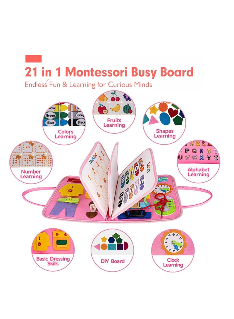 FengSVMA Busy Board Montessori Toys for 1 2 3 4 Year Old Girls & Boys Birthday Gifts, Sensory Toys for Toddlers 1-3, Educational Travel Toys, Preschool Activities for Learning Fine Motor Skills  - Image 2