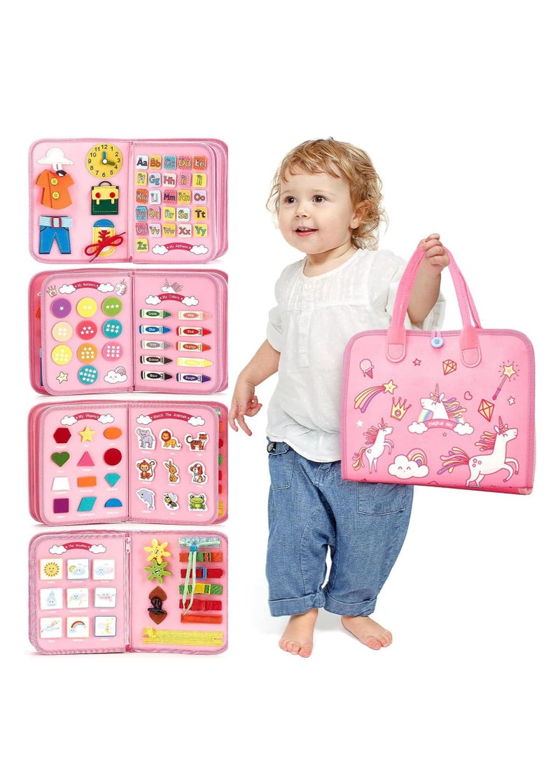 FengSVMA Busy Board Montessori Toys for 1 2 3 4 Year Old Girls & Boys Birthday Gifts, Sensory Toys for Toddlers 1-3, Educational Travel Toys, Preschool Activities for Learning Fine Motor Skills  - Image 1