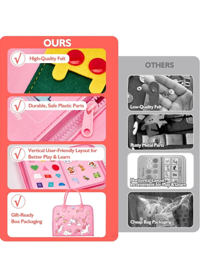 FengSVMA Busy Board Montessori Toys for 1 2 3 4 Year Old Girls & Boys Birthday Gifts, Sensory Toys for Toddlers 1-3, Educational Travel Toys, Preschool Activities for Learning Fine Motor Skills  - Image 3