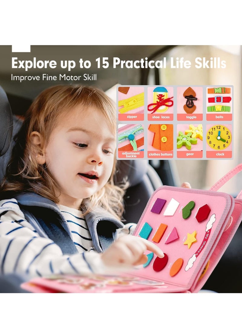 FengSVMA Busy Board Montessori Toys for 1 2 3 4 Year Old Girls & Boys Birthday Gifts, Sensory Toys for Toddlers 1-3, Educational Travel Toys, Preschool Activities for Learning Fine Motor Skills  - Image 4