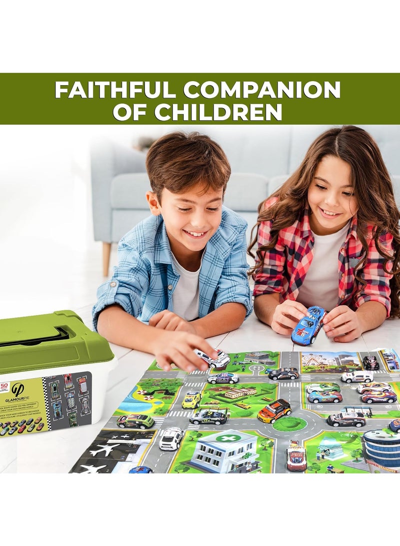 50 Pcs Toys Cars Party Favors Pull Back Race Cars Toy Mini Kids Toys for Boys Girls Toddlers Party Goodie Bag for 3-10 Years Old Kids Boys Girls Gift with Storage Box - Image 5