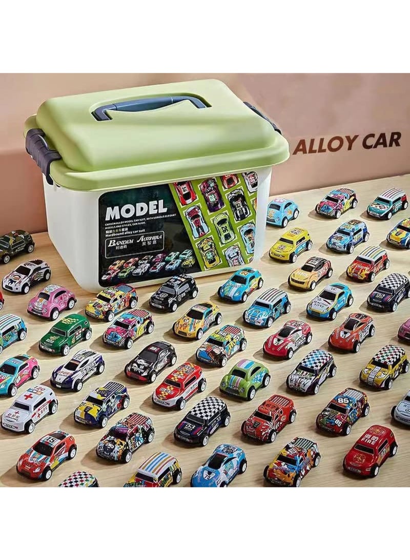 50 Pcs Toys Cars Party Favors Pull Back Race Cars Toy Mini Kids Toys for Boys Girls Toddlers Party Goodie Bag for 3-10 Years Old Kids Boys Girls Gift with Storage Box - Image 1
