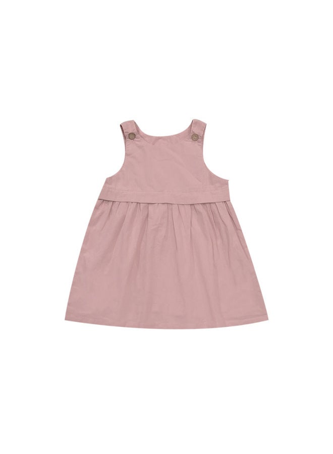 Girls Dress  Summer New Children's Pink Fake Two-piece Dress Baby Vest Style Suspender Skirt