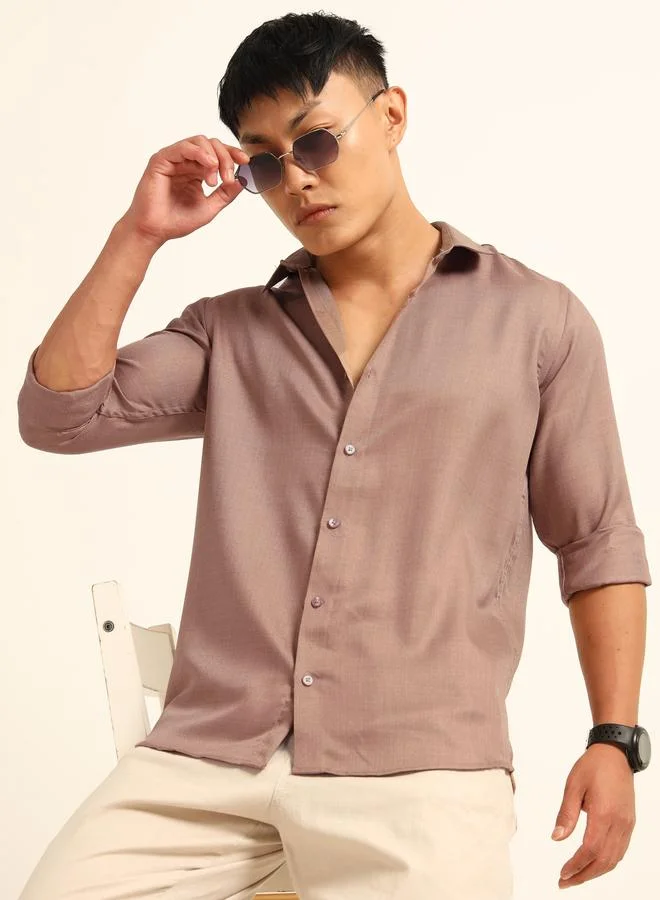 Bushirt Bushirt Men Purple Classic Casual Shirt