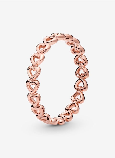 14k Rose gold-plated heart ring, Size 56