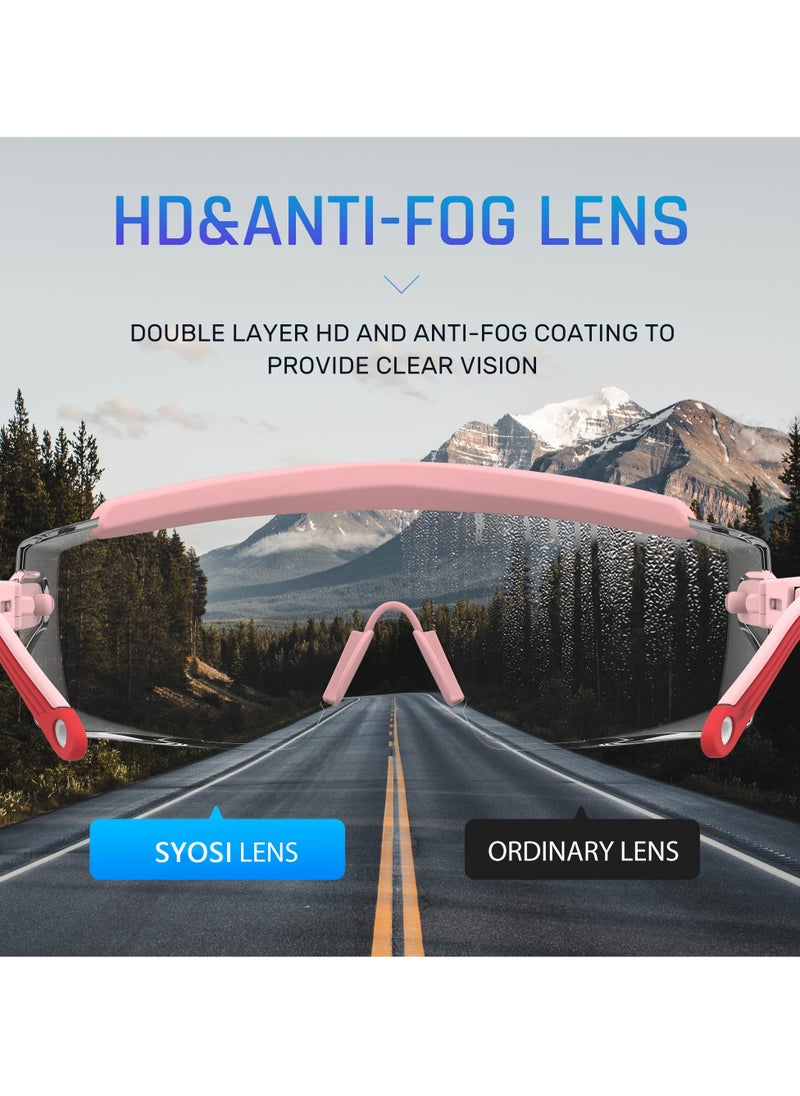 SYOSI - SYOSI Safety Glasses, Safety Goggle With Adjustable Frame And Temples Fog & Scratch Resistant UV Protective Compatible Glasses (Pink) - Image 1