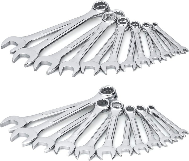 EFFICERE 24-Piece All-Purpose Master Combination Wrench Set with Roll-up Pouch | SAE 1/4” to 1”, Metric 8mm to 24mm | Perfect for General Household, Garage, College Dormitory, Car Emergency, Boat and Much More - Image 3