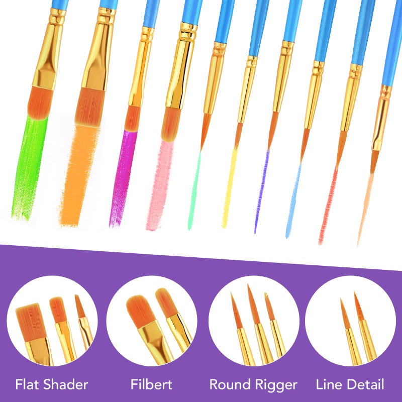 AROIC Acrylic Paint Brush Set, 24pack/240pcs Nylon Hair Paint Brushes for Acrylic Painting, Artist Craft Paint Brushes Supplies, Kid Adult Watercolor Oil Paint Brush Kit - Image 3