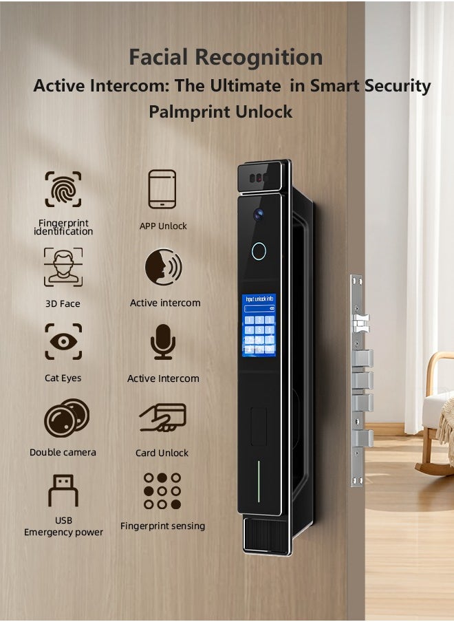 Smart Door Lock With Dual Screens Dual Power Supply And Hd Dual Cameras – Precision Aluminum Build Jlink App