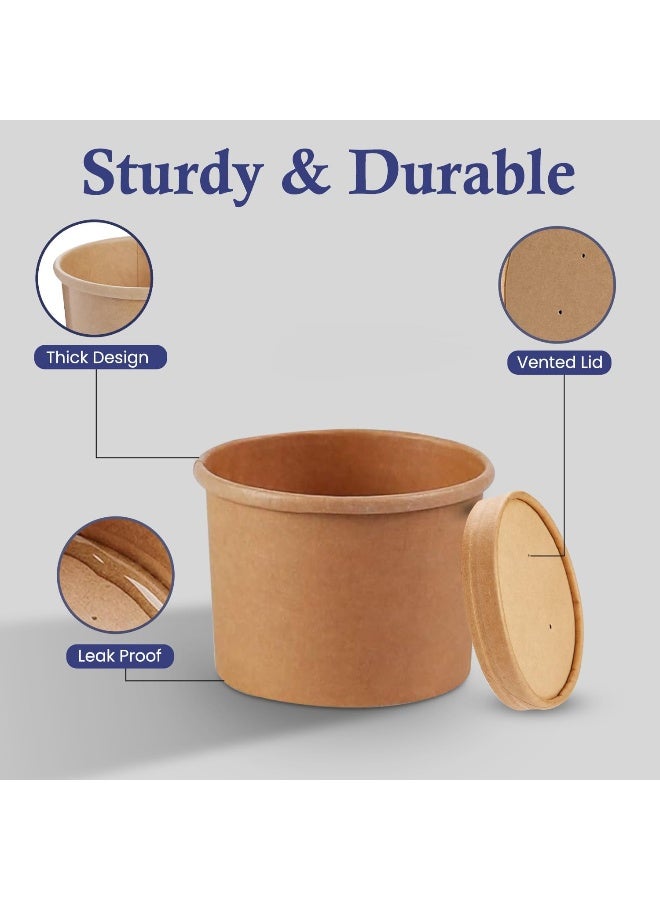 إس إن إتش باكينج **أوعية شوربة SNH صديقة للبيئة، مصنوعة من الكرافت بسعة 12 أونصة، أكواب طعام ورقية للاستخدام مرة واحدة** - Image 3