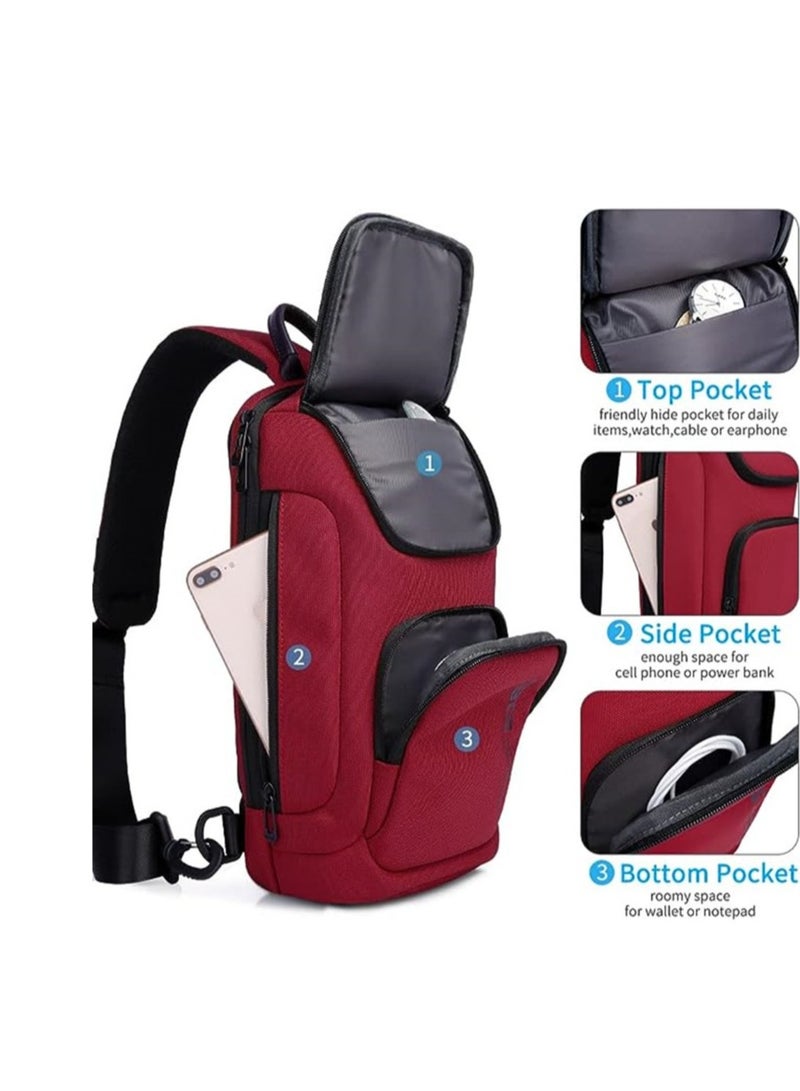 BANGE حقيبة باندج السلينج، حقيبة صدر للرجال مقاومة للماء، حقائب كتف، حقيبة ظهر متقاطعة للرجال أو النساء - Image 3