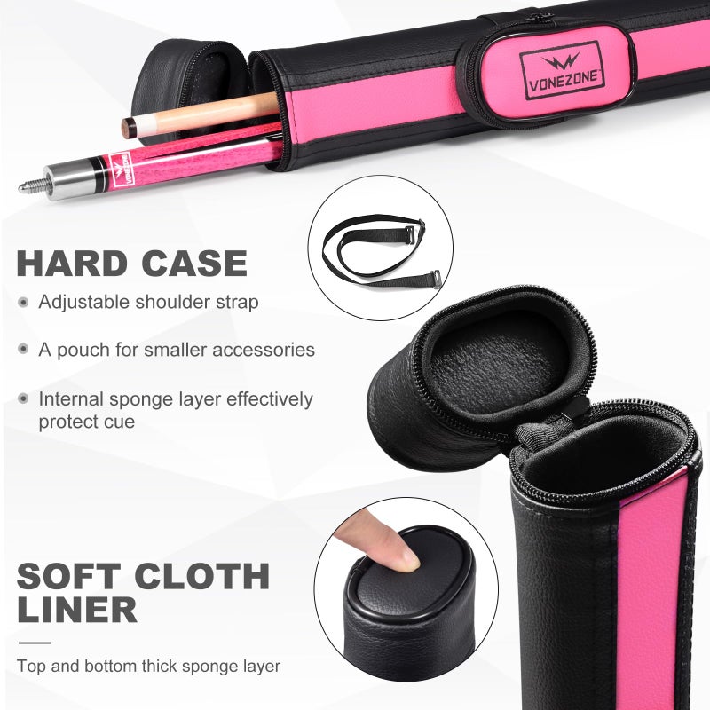 vonezone Pool cue Stick,Pro cue with Hard Case,58inch 19-21oz Billiard Stick Pool Cue Set,Pink/Orange/Green - Image 5