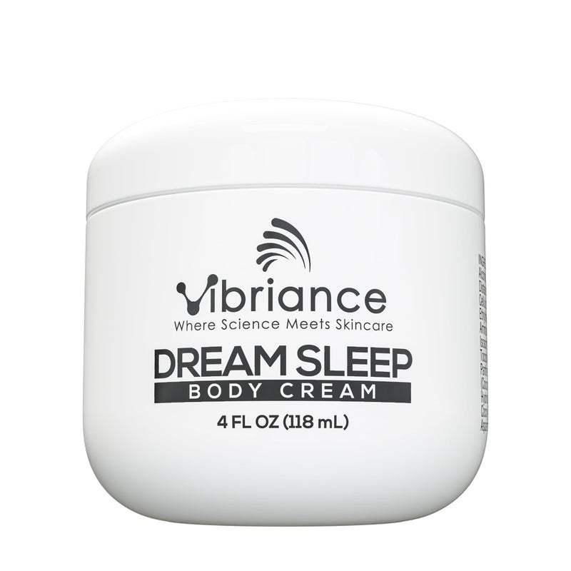 Vibriance Dream Sleep Body Cream 4 fl oz  Fluffy Full Moisturizer for Dry Skin Relaxation and Rejuvenation with Therapeutic Ingredients Soothing Vanilla Aromatics