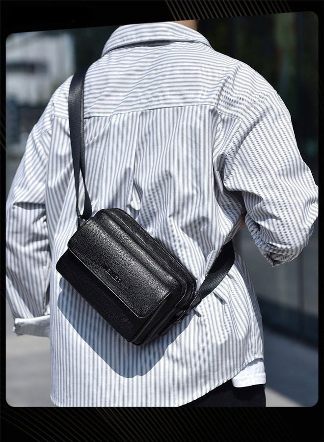 WEIXIER Men Retro Chest Bag PU Lether Water-Repellent and Wear-resistant Crossbody Bag with Adjustable Straps - Image 1