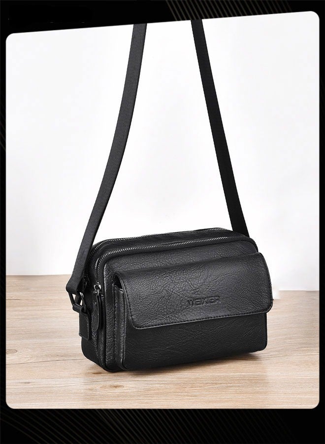 WEIXIER Men Retro Chest Bag PU Lether Water-Repellent and Wear-resistant Crossbody Bag with Adjustable Straps - Image 4