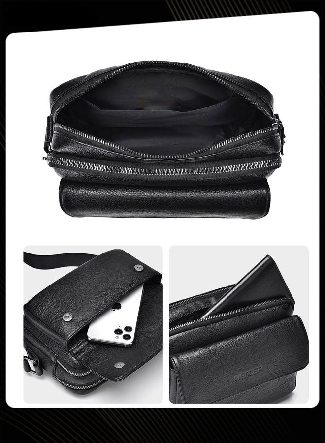 WEIXIER Men Retro Chest Bag PU Lether Water-Repellent and Wear-resistant Crossbody Bag with Adjustable Straps - Image 5