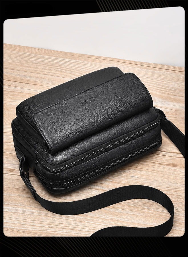 WEIXIER Men Retro Chest Bag PU Lether Water-Repellent and Wear-resistant Crossbody Bag with Adjustable Straps - Image 3