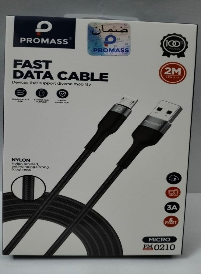 PROMASS Micro Fast Data Charging Cable Black. - Image 1