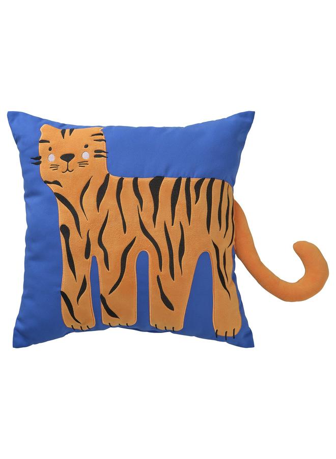Zaboon Cushion, Blue/Tiger, 50X50 Cm - Image 1