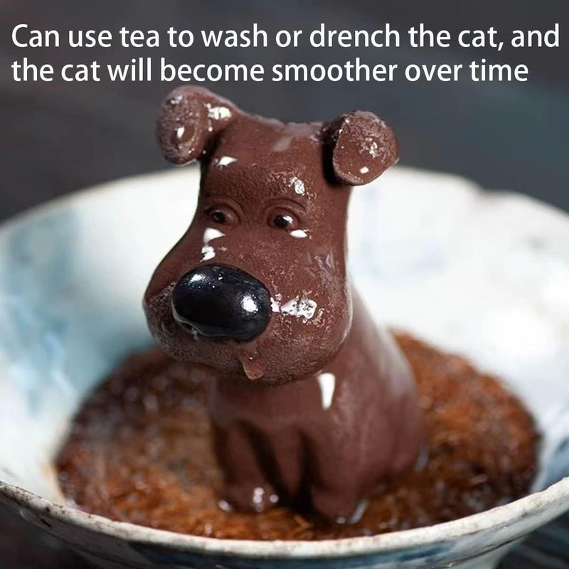 EAEDMY Gulf mainstream practical design Purple Sand Tea Pet Angry Cat Bat Tortoise Puppy Figurine, Cute Kungfu Pet Gift for Tea Lover Friend, Home Decoration Ornament (Cat Puppy Figure & Gift Box) Transit damage prevent build - Image 4