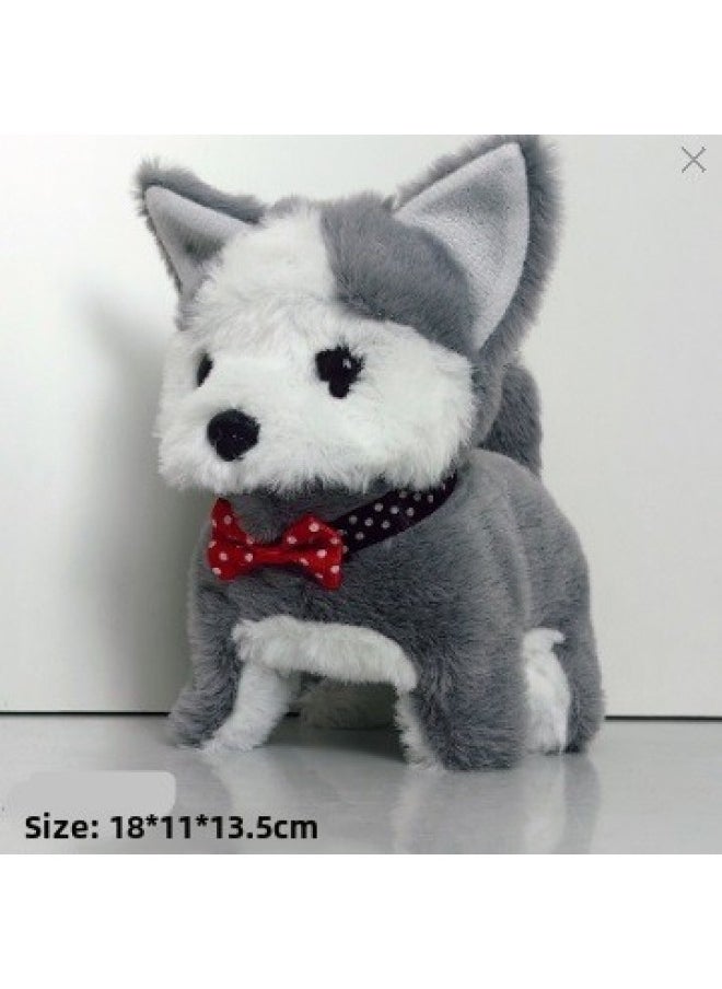 Generic - Toy Dog Simulation Electric Puppy Walking Can Call Plush Electronics Can't Drop Fur Dog Can Run Pet Simulation Teddy-Color:Little Corgi Gray-Specifications:No Battery - Image 1