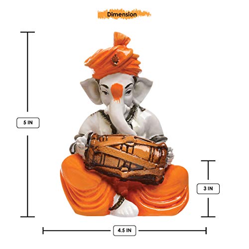 Karigaari India Polyresine Ganesha Playing Dholak Idol - Image 3