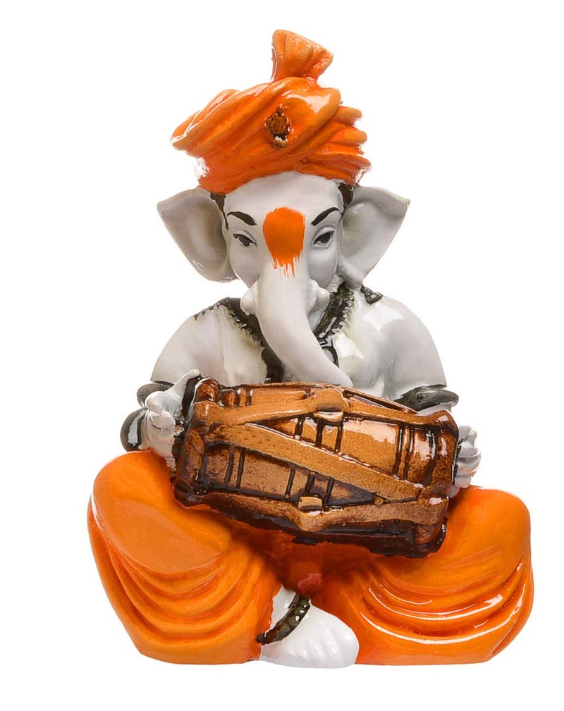 Karigaari India Polyresine Ganesha Playing Dholak Idol - Image 2