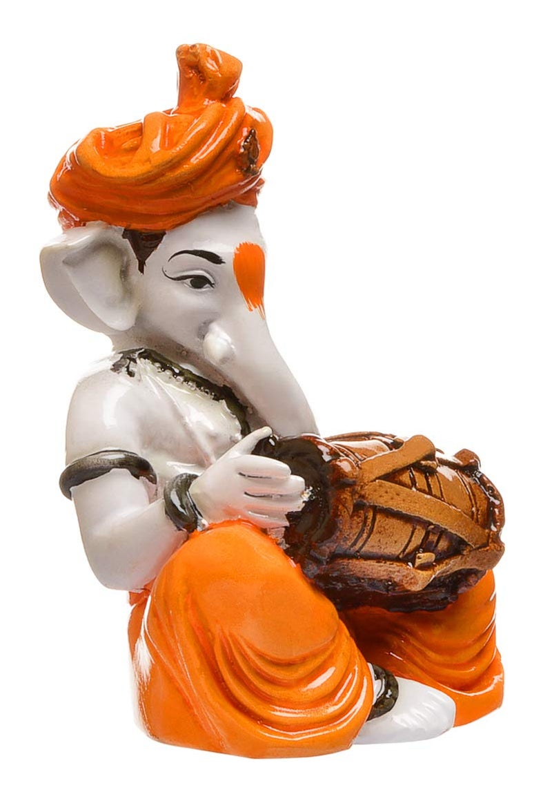 Karigaari India Polyresine Ganesha Playing Dholak Idol - Image 4