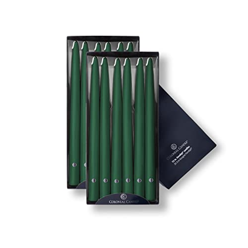 Colonial Candle Unscented Taper Candle, Handipt Collection, Evergreen, 12 in, Pack of 12 - Up to 10 Hours Burn - Image 1