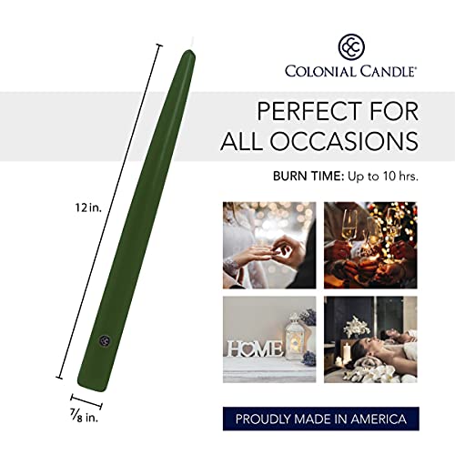 Colonial Candle Unscented Taper Candle, Handipt Collection, Evergreen, 12 in, Pack of 12 - Up to 10 Hours Burn - Image 3