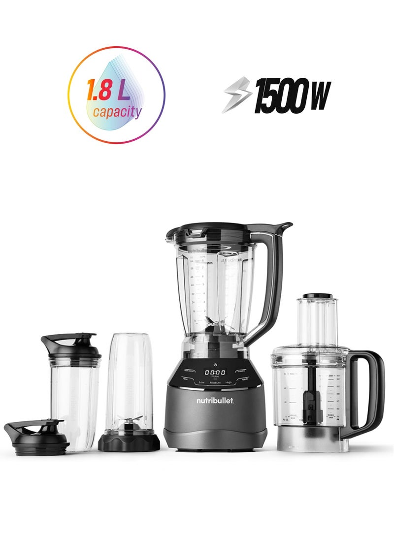 nutribullet Triple System 1500W 3-in-1 High-Speed Blender, Multi-Functional, Personal Blender & Food Processor, 7-Cup Capacity, Intelligent Programs, BPA-Free, Dishwasher-Safe, NTS-1500, 1-Year Warranty 1.8 L 1500 W NTS-1500 Black - Image 1
