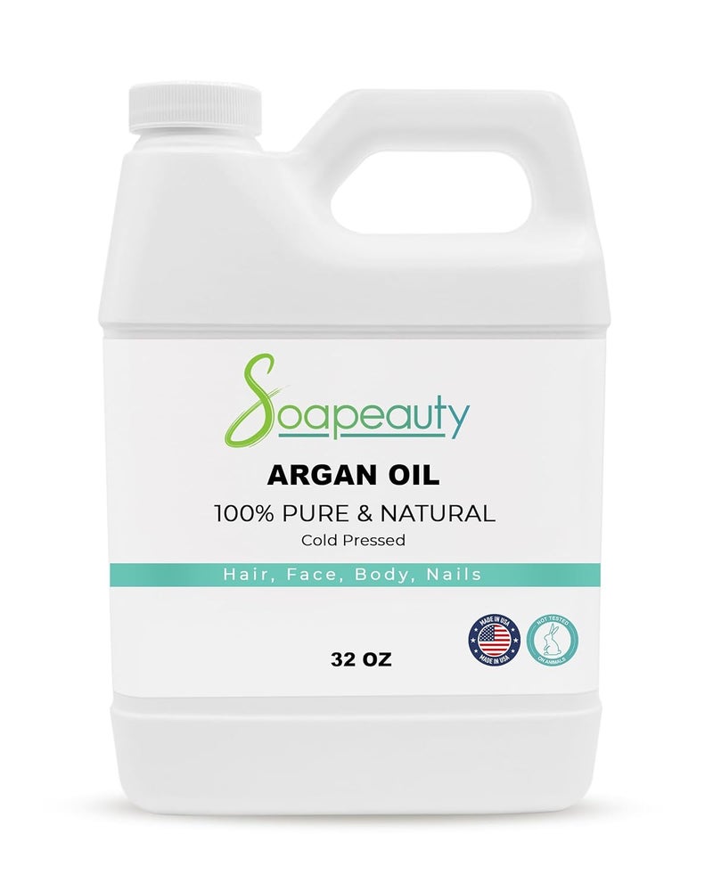 Soapeauty Cold Pressed Refined ARGAN Oil  100 Natural  Pure  Carrier for Essential Oils Argan Oil for Skin Argan Oil for Hair Growth  Moisturizer  32 fl oz