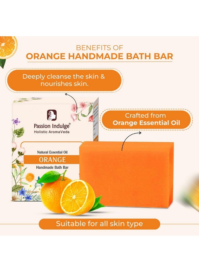Passion Indulge Natural Handmade Bath Bar Soap - Orange (Pack of 3) - Image 3